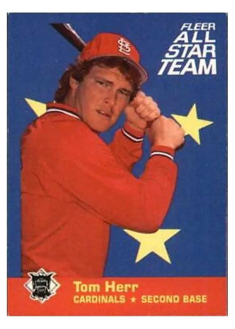 1986 Fleer All Stars Tom Herr #2 card