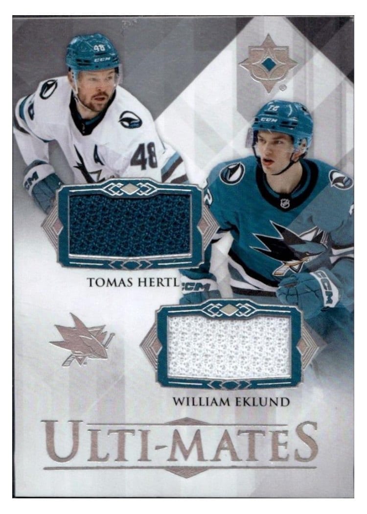 2023-24 Upper Deck Ultimate Collection Ulti-Mates Dual Jersey Tomas Hertl/William Eklund #UTM-HE card