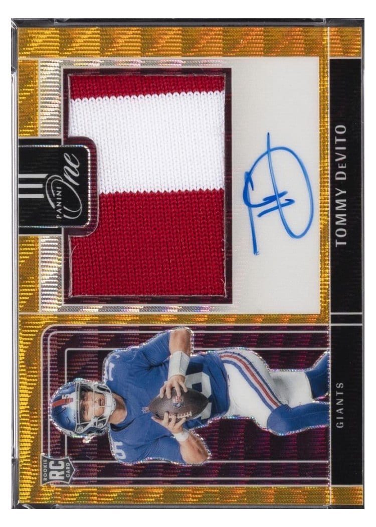 2023 Panini One Precision Rookie Patch Autographs Tommy DeVito #325 card