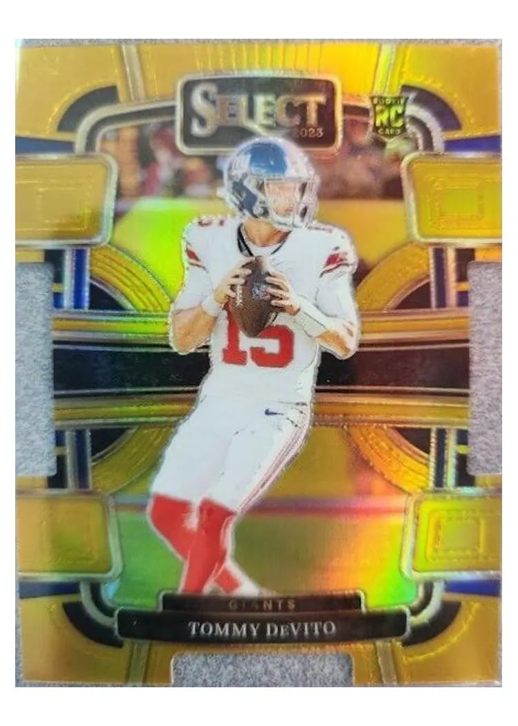 2023 Panini Select Base Set Tommy DeVito Gold Prizm Die-Cut #73 card
