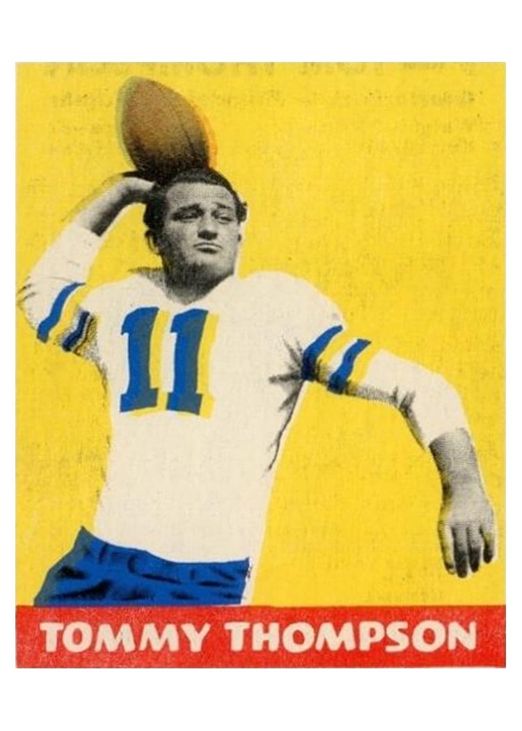 1948 Leaf Tommy Thompson Blue Jersey Numbers #9 card