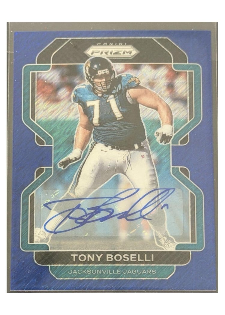2021 Panini Prizm Base Set Tony Boselli Autographs Blue Shimmer #20 card