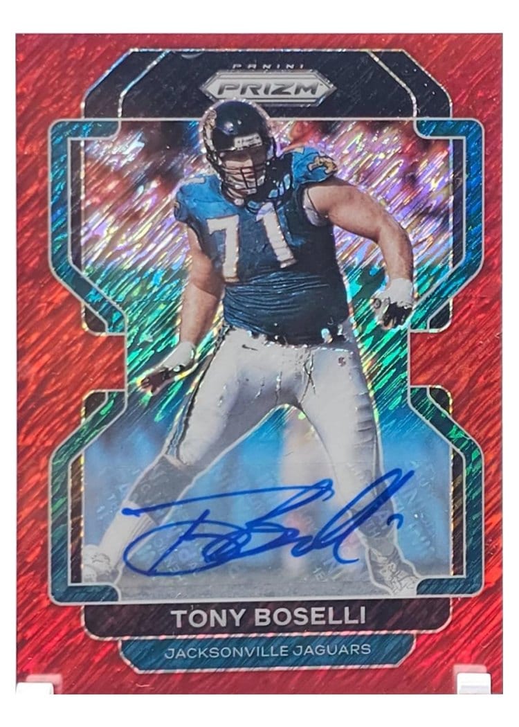 2021 Panini Prizm Base Set Tony Boselli Autographs Red Shimmer #20 card