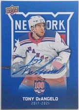 2025-26 Upper Deck New York Rangers Centennial Broadway Blue Signatures Tony DeAngelo #BBS-TD card