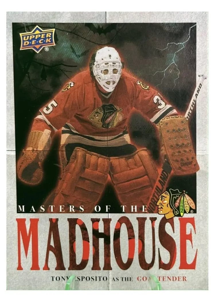 2025-26 Upper Deck Chicago Blackhawks Centennial Masters of the Madhouse Box Tony Esposito #MM-4 card