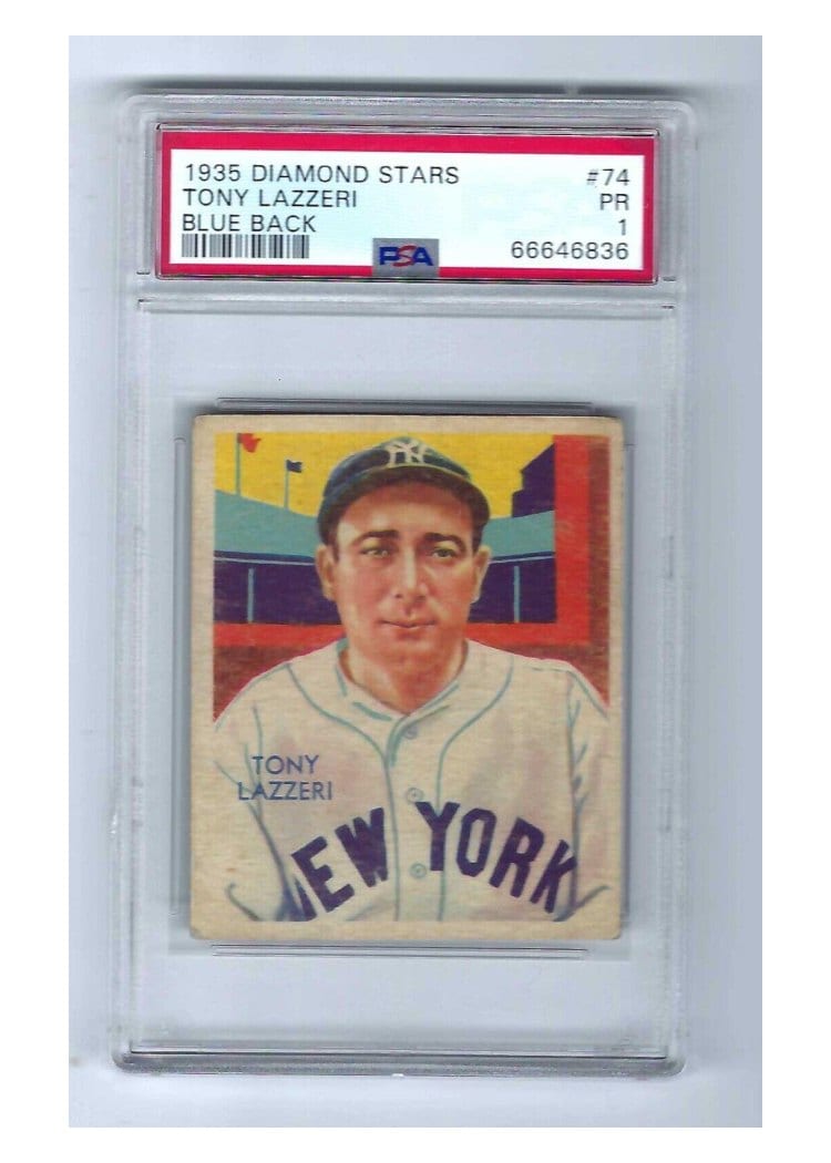 1935 Diamond Stars Tony Lazzeri #74 card