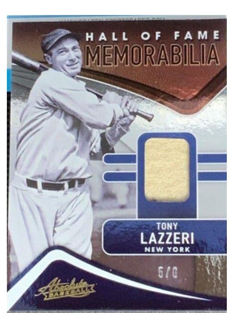 2022 Panini Absolute Hall of Fame Memorabilia Tony Lazzeri #HFM-TL card
