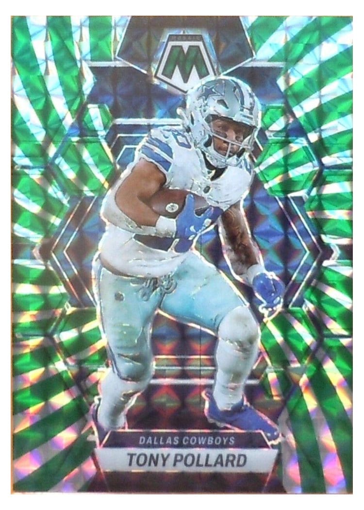 2023 Panini Mosaic Base Set Tony Pollard Green Swirl #56 card