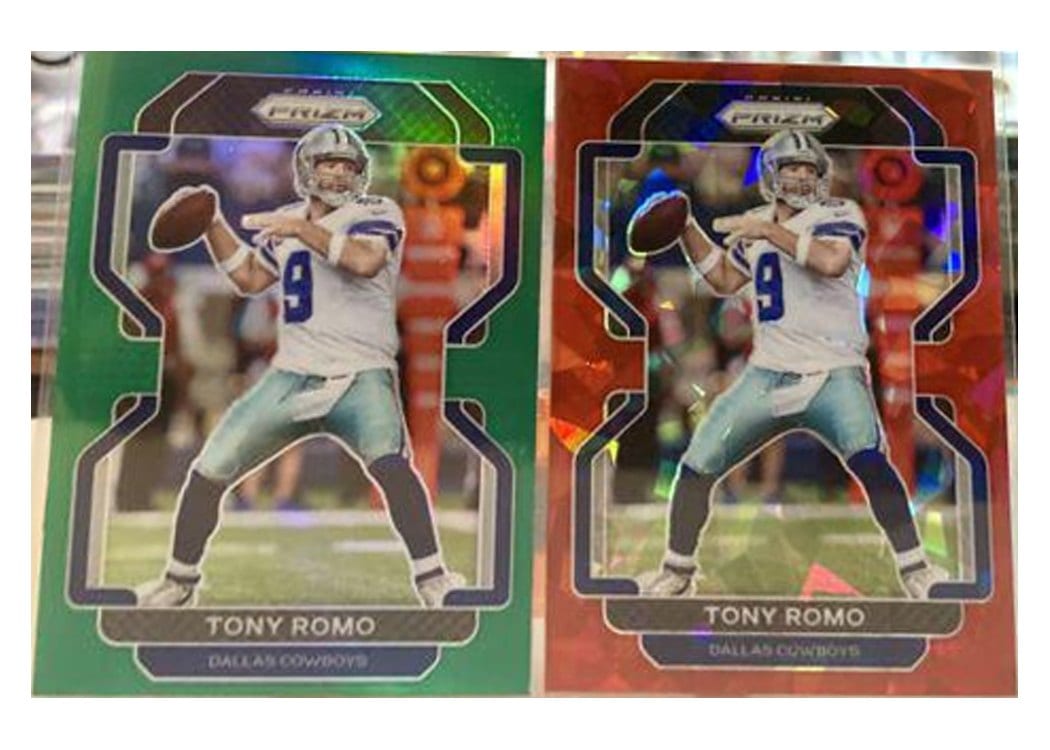 2021 Panini Prizm Base Set Tony Romo Green Ice Prizm #247 card