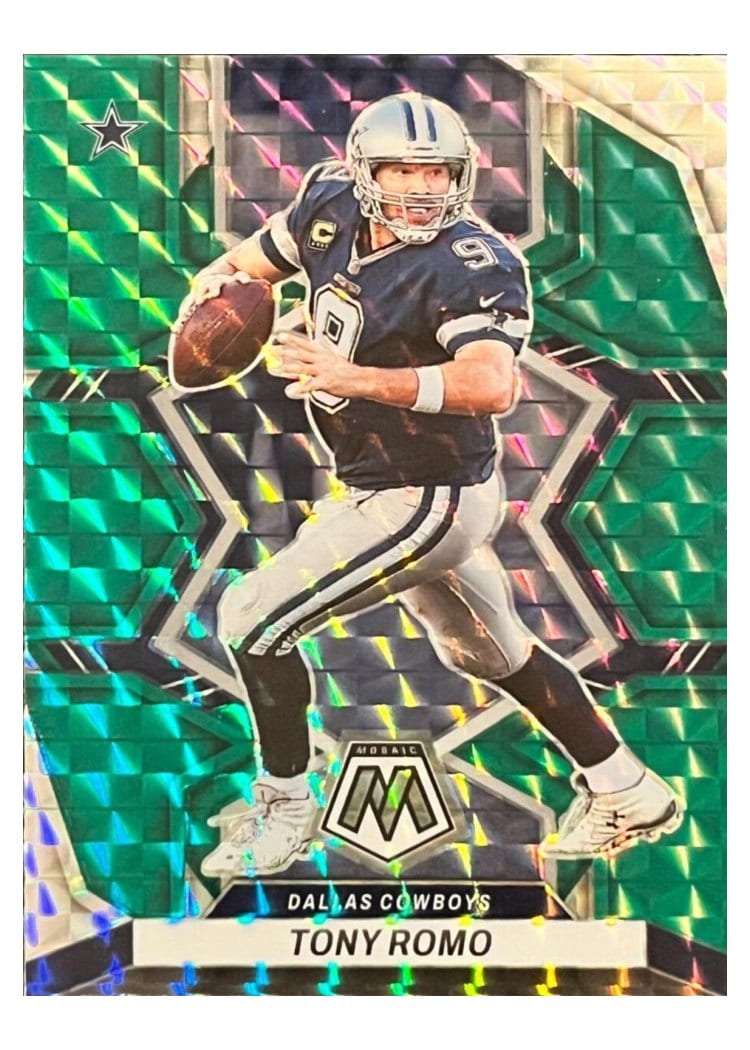 2022 Panini Mosaic Base Set Tony Romo Green #221 card