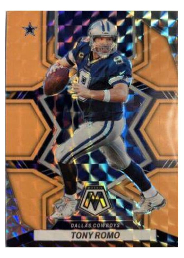 2022 Panini Mosaic Base Set Tony Romo Orange Fluorescent #221 card
