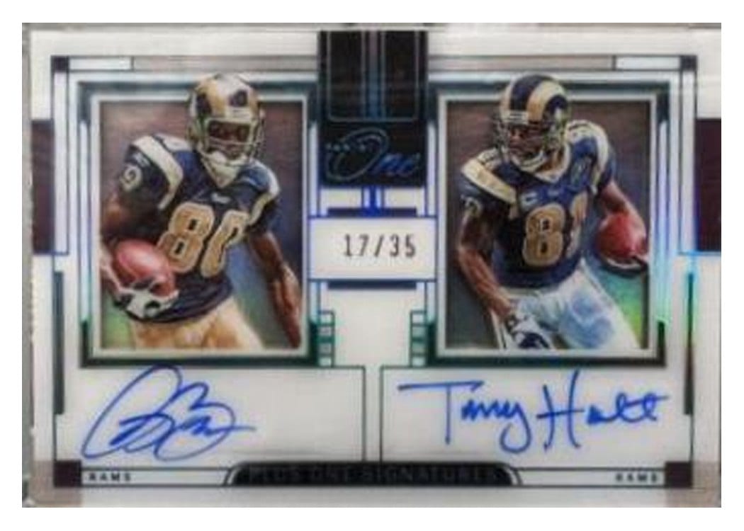 2023 Panini One Plus One Signatures Torry Holt/Isaac Bruce #148 card