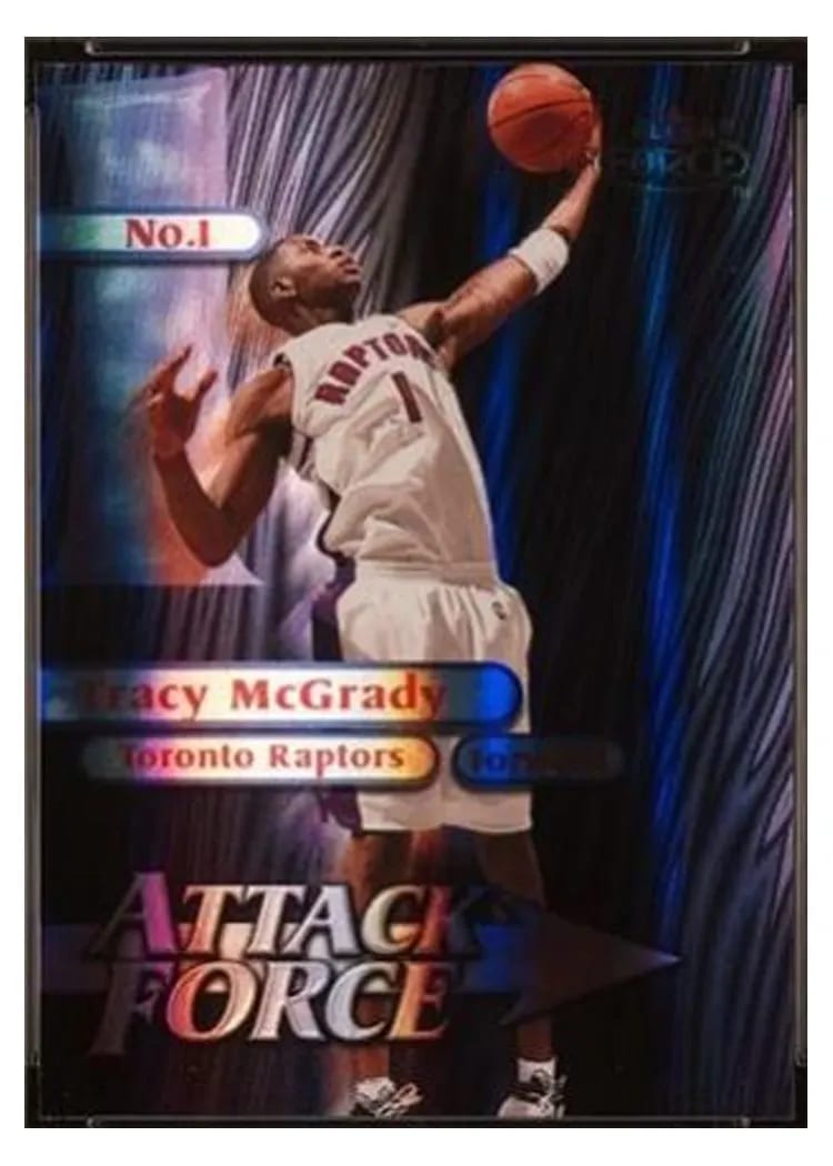 1999 Fleer Force Attack Force Tracy McGrady Forcefield #8A card