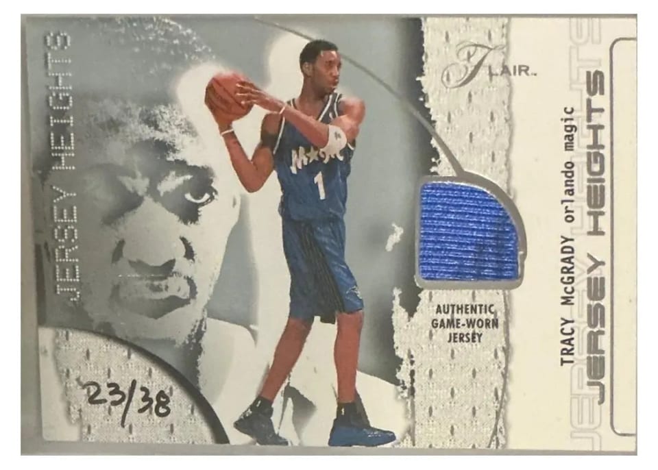 2001 Flair Jersey Heights Tracy McGrady card
