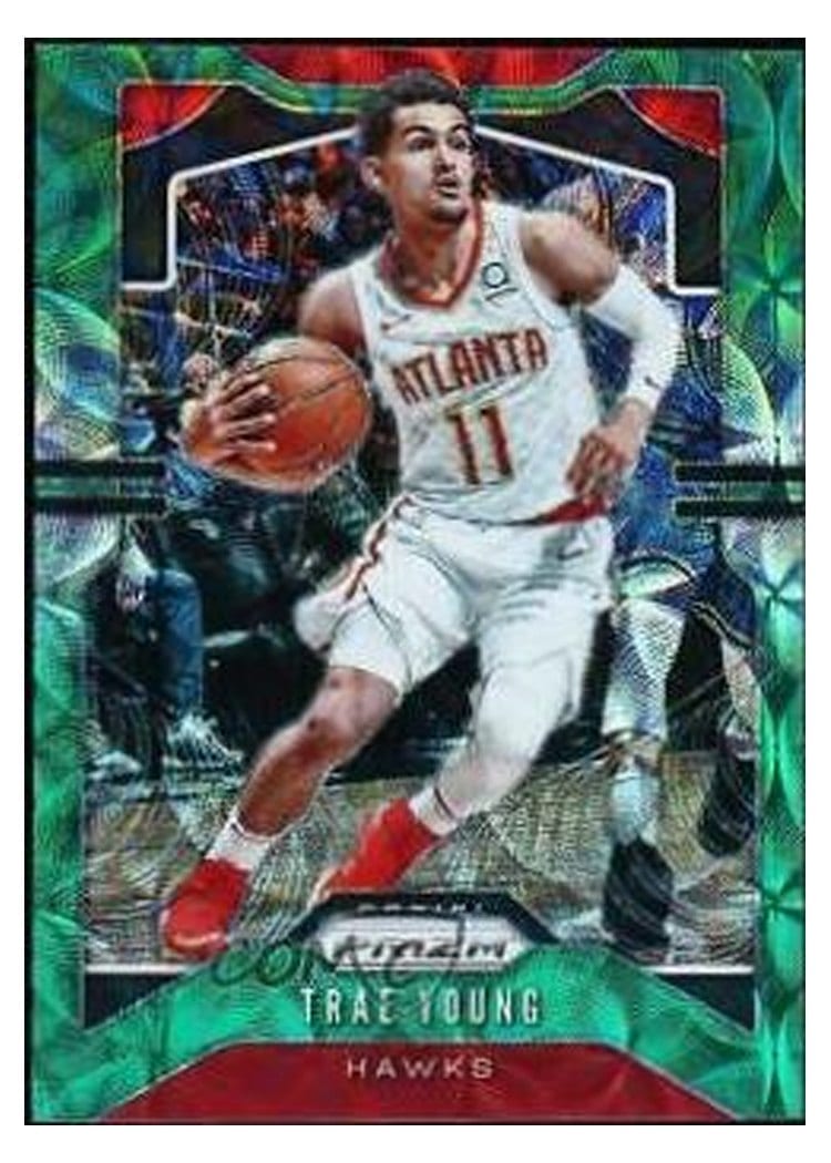 2019-20 Panini Prizm Base Set Trae Young Green Choice Prizm #31 card