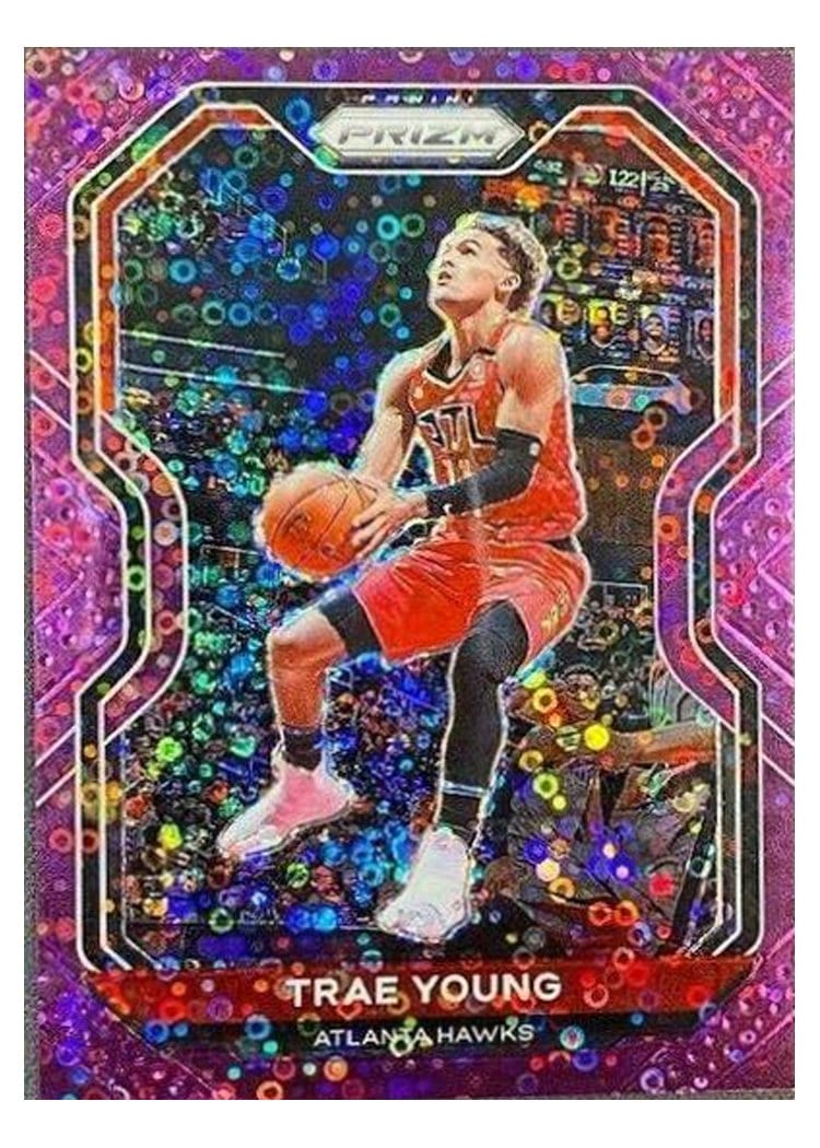 2020-21 Panini Prizm Base Set Trae Young Fast Break Purple Prizm #64 card