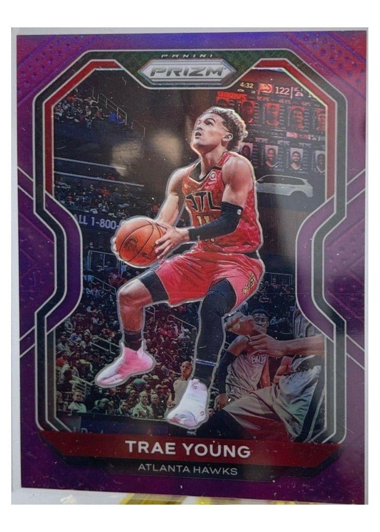 2020-21 Panini Prizm Base Set Trae Young Purple Prizm #64 card