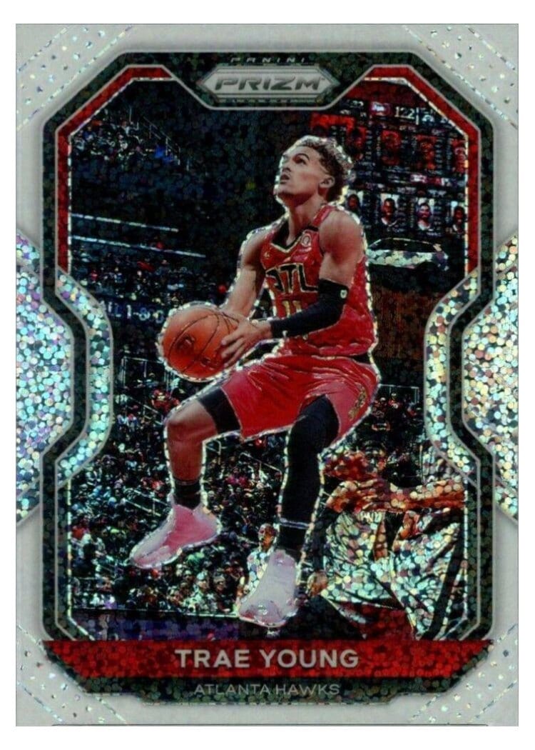 2020-21 Panini Prizm Base Set Trae Young White Sparkle Prizm #64 card