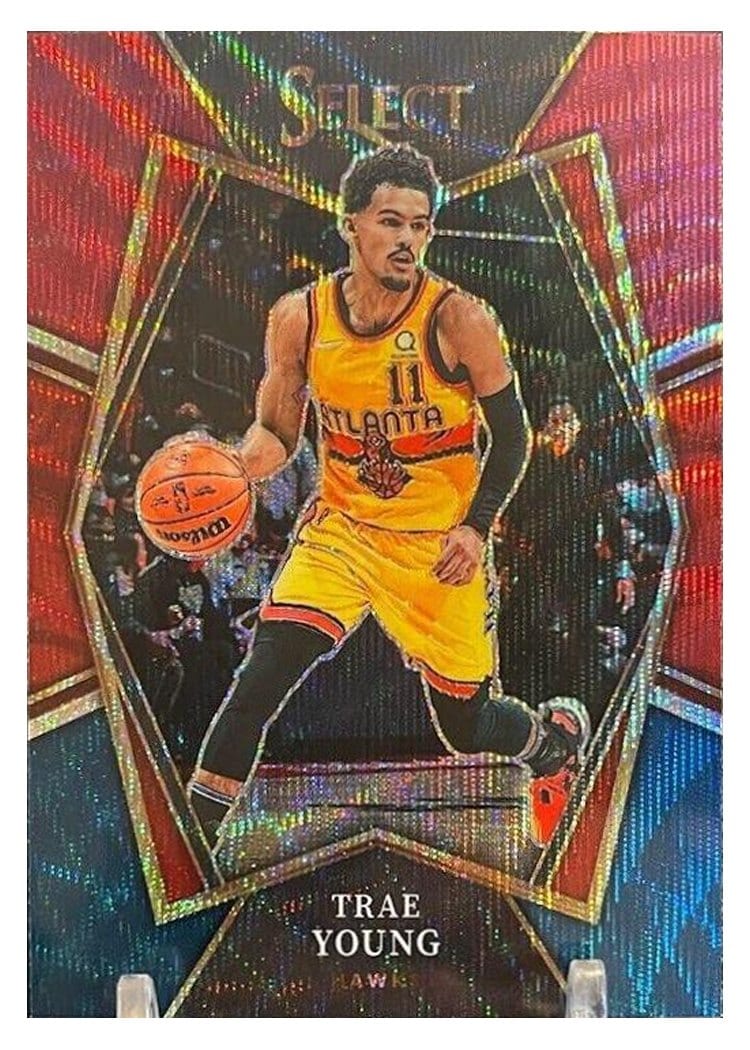2021-22 Panini Select Base Set Trae Young Tri Color Prizm #131 card