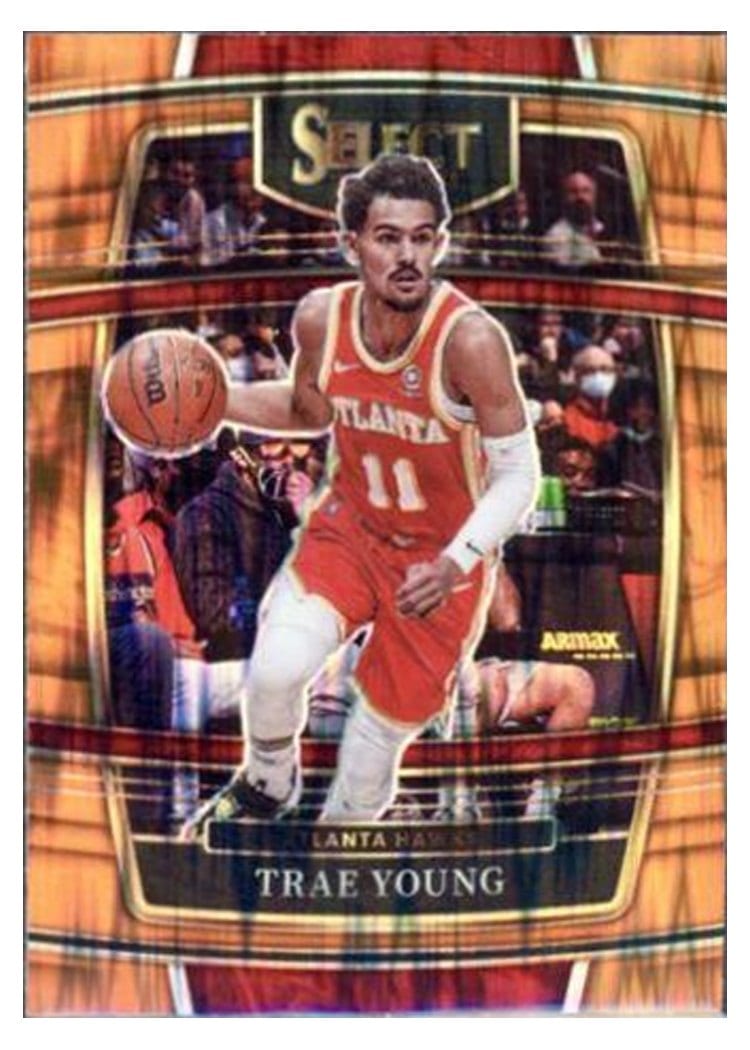 2021-22 Panini Select Base Set Trae Young Orange Flash Prizm #26 card