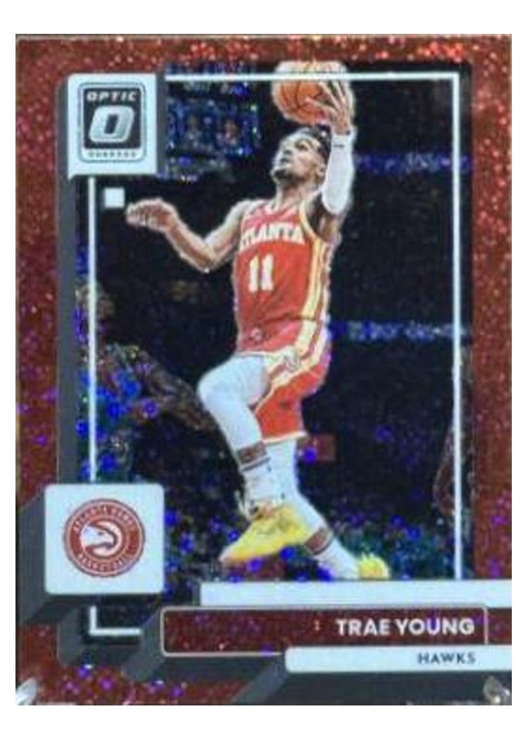 2022-23 Donruss Optic Base Set Trae Young Red Sparkle #127 card