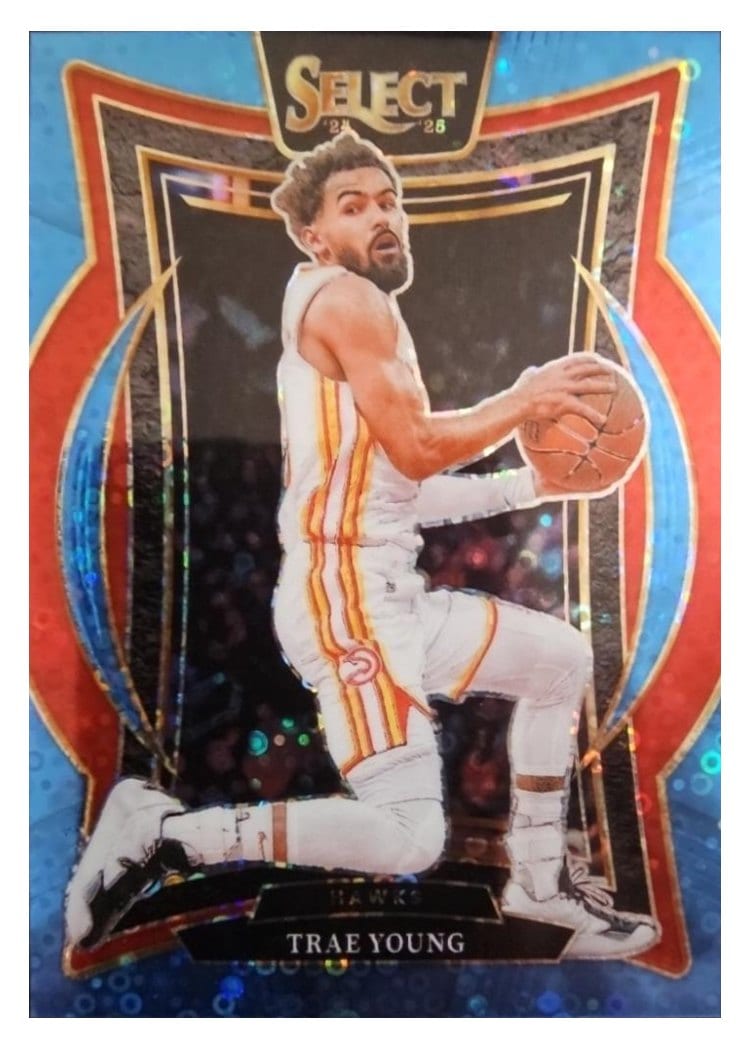 2024-25 Panini Select Base Set Trae Young Light Blue Disco Prizm #63 card