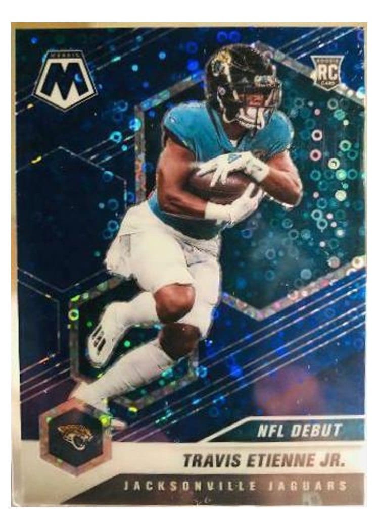 2021 Panini Mosaic Base Set Travis Etienne Jr. No Huddle Blue Mosaic #253 card