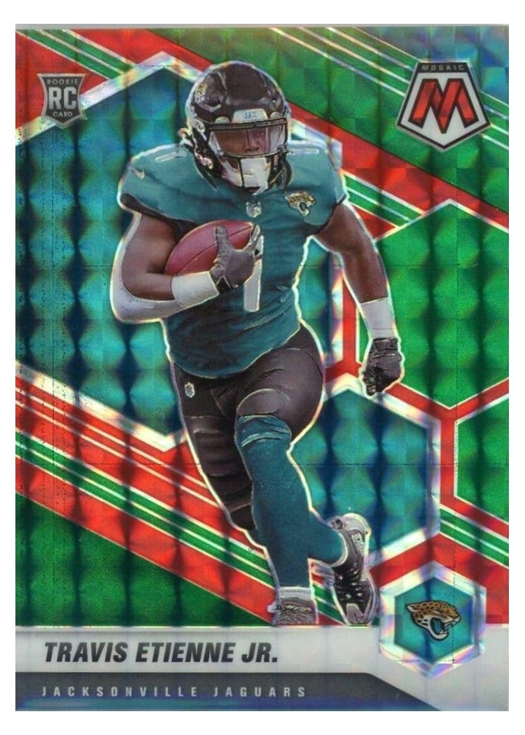 2021 Panini Mosaic Base Set Travis Etienne Jr. Choice Fusion Red & Green #314 card