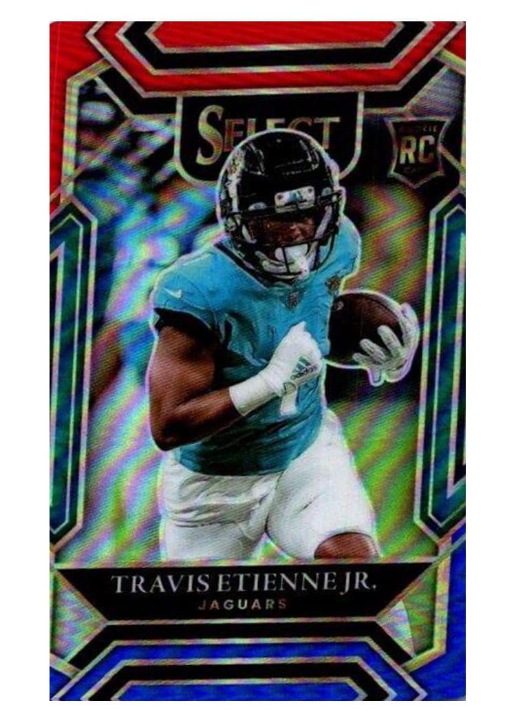 2021 Panini Select Base Set Travis Etienne Jr Red and Blue Die Cut #254 card