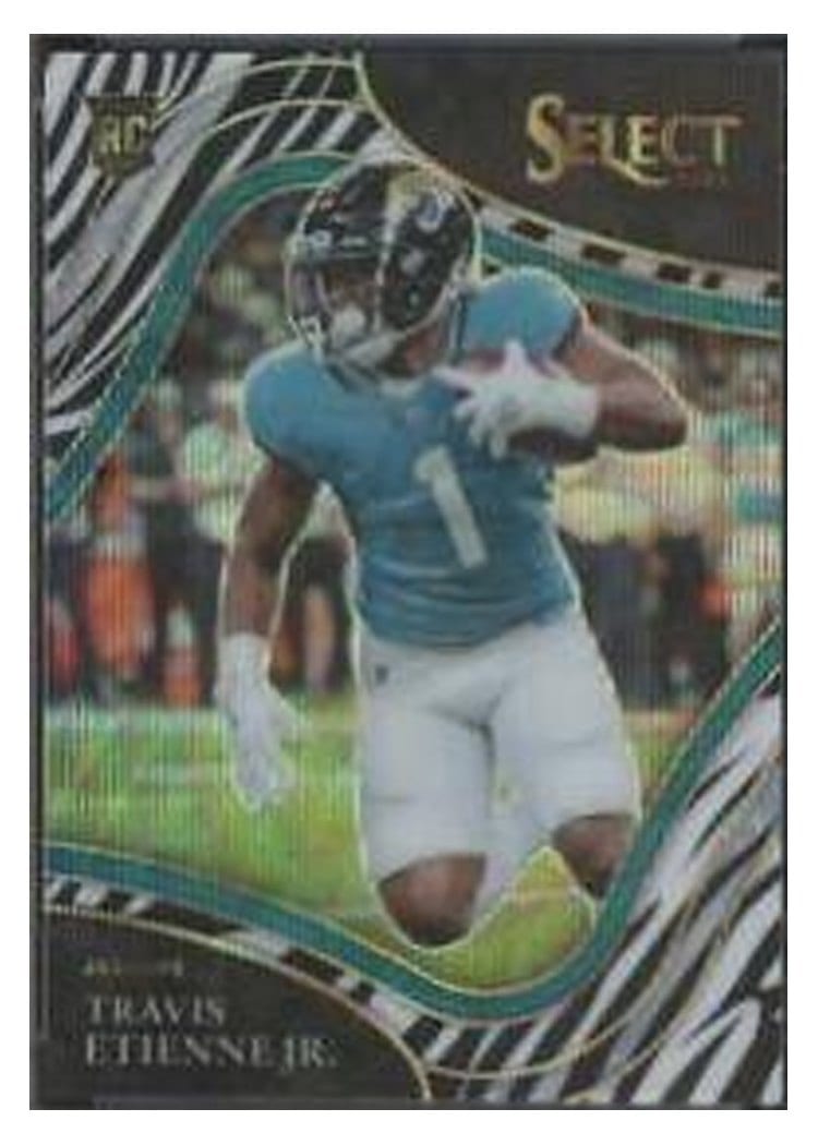 2021 Panini Select Base Set Travis Etienne Jr Zebra #354 card