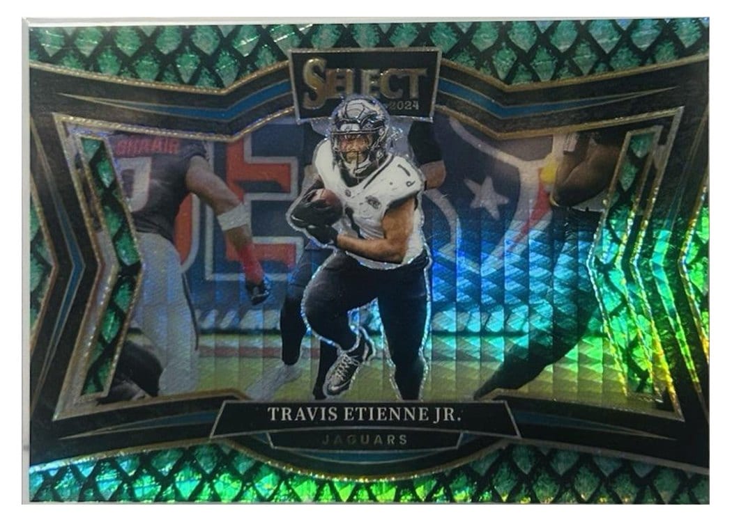 2024 Panini Select Base Set Travis Etienne Jr. Dragon Scale Prizm #496 card