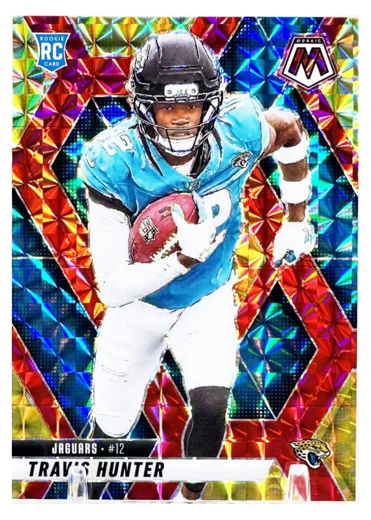2025 Panini Mosaic Base Set Travis Hunter Choice Red Yellow #301 card