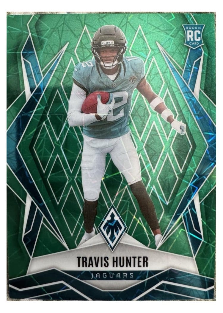 2025 Panini Phoenix Travis Hunter Green Lazer #157 card