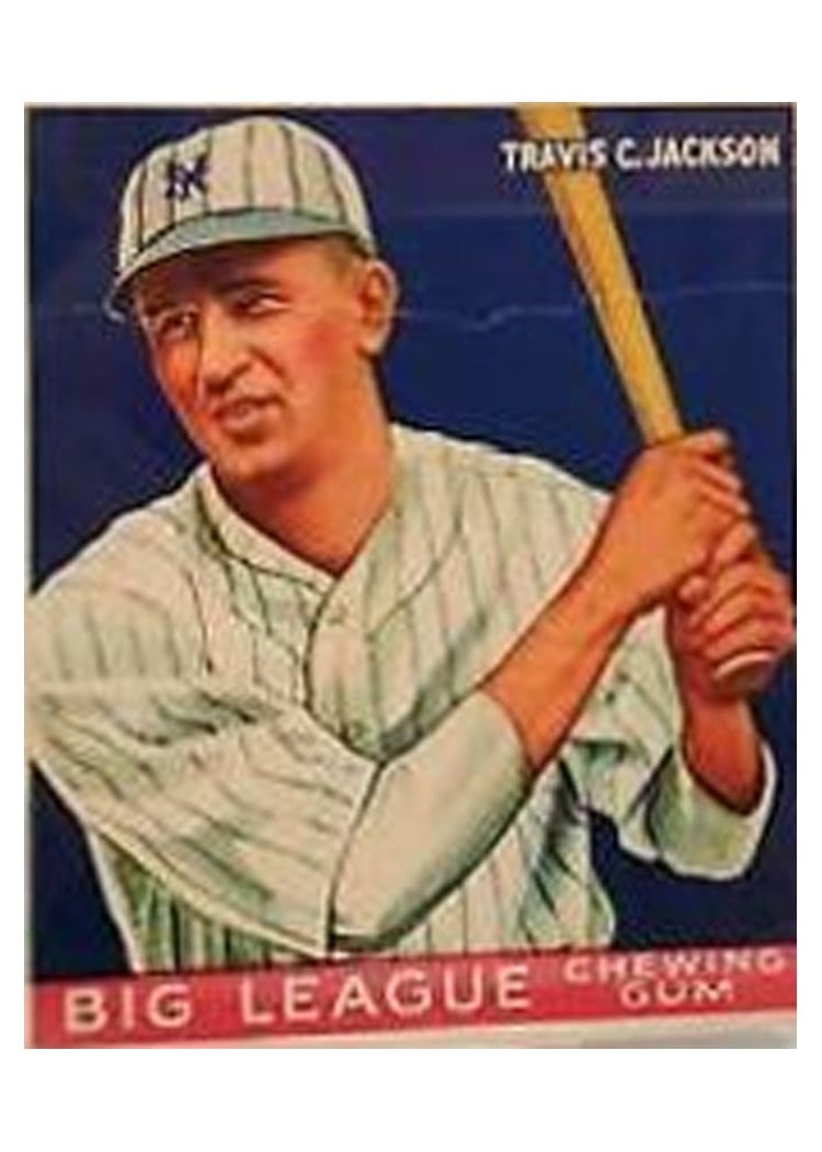1934 World Wide Gum Travis Jackson #24 card