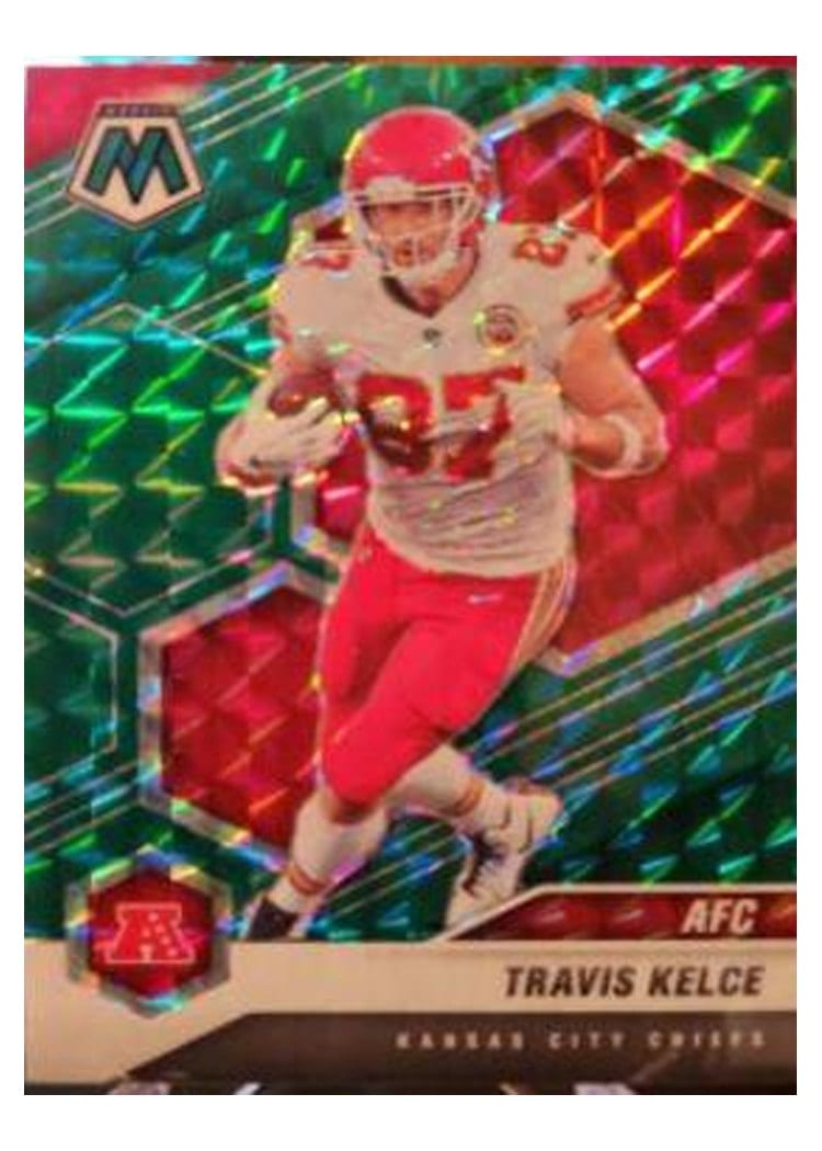 2021 Panini Mosaic Base Set Travis Kelce Green Fluorescent #240 card