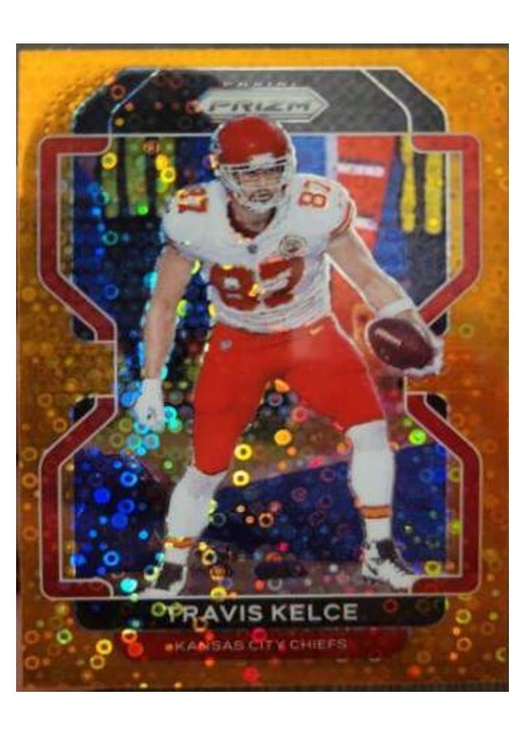 2021 Panini Prizm Base Set Travis Kelce Orange Disco Prizm #189 card