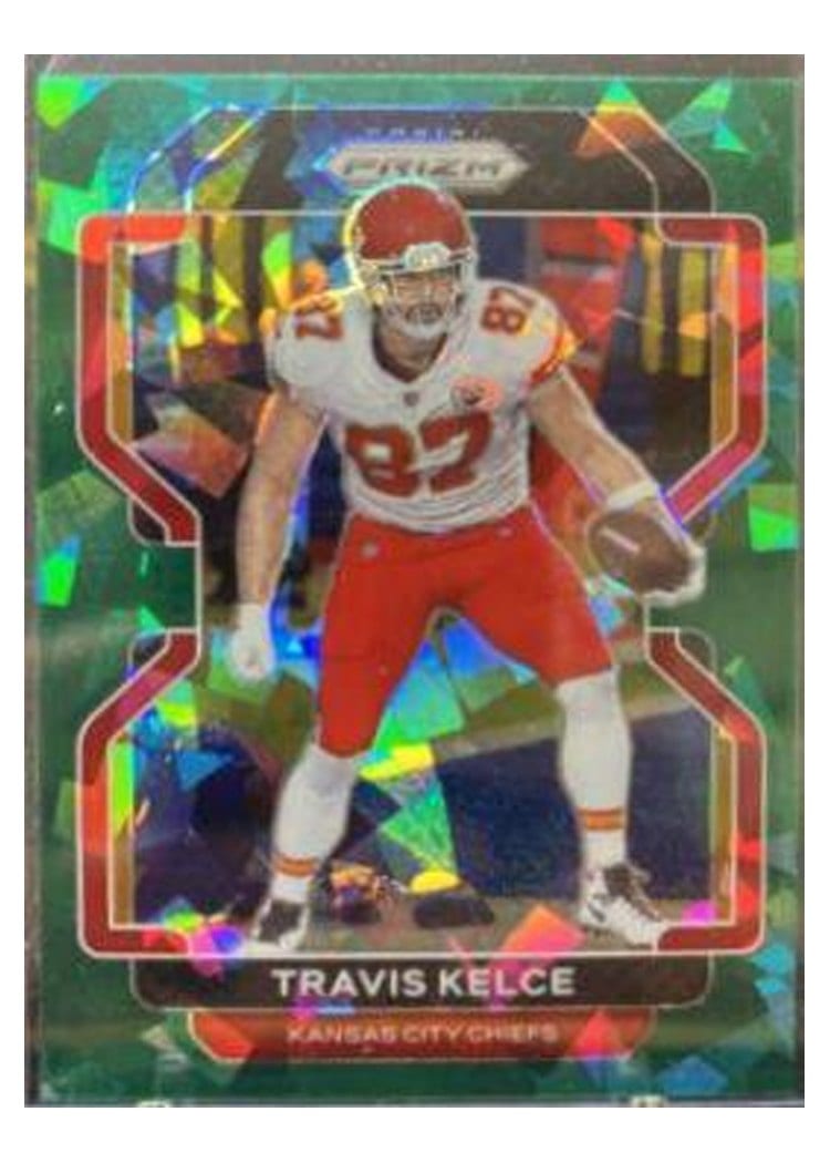 2021 Panini Prizm Base Set Travis Kelce Green Ice Prizm #189 card