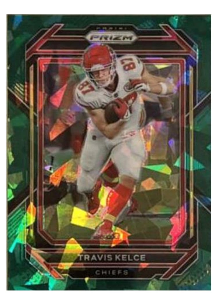 2022 Panini Prizm Base Set Travis Kelce Green Ice #144 card
