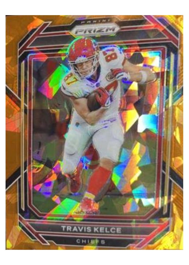 2022 Panini Prizm Base Set Travis Kelce Orange Ice #144 card