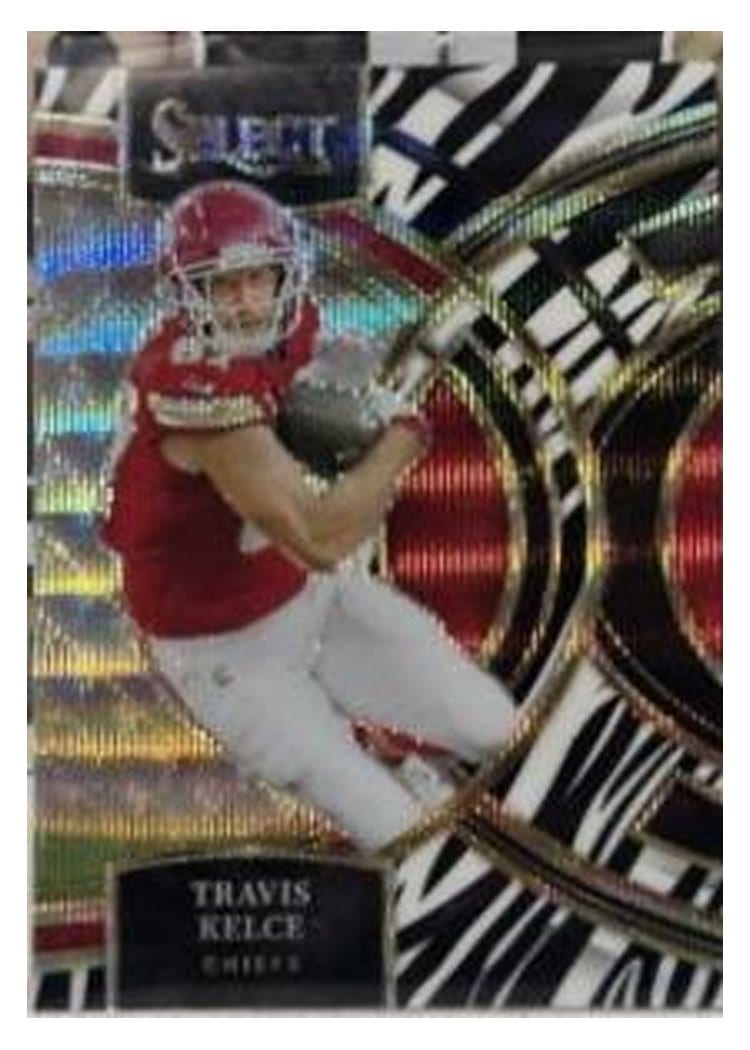 2023 Panini Select Base Set Travis Kelce Zebra Prizm #150 card