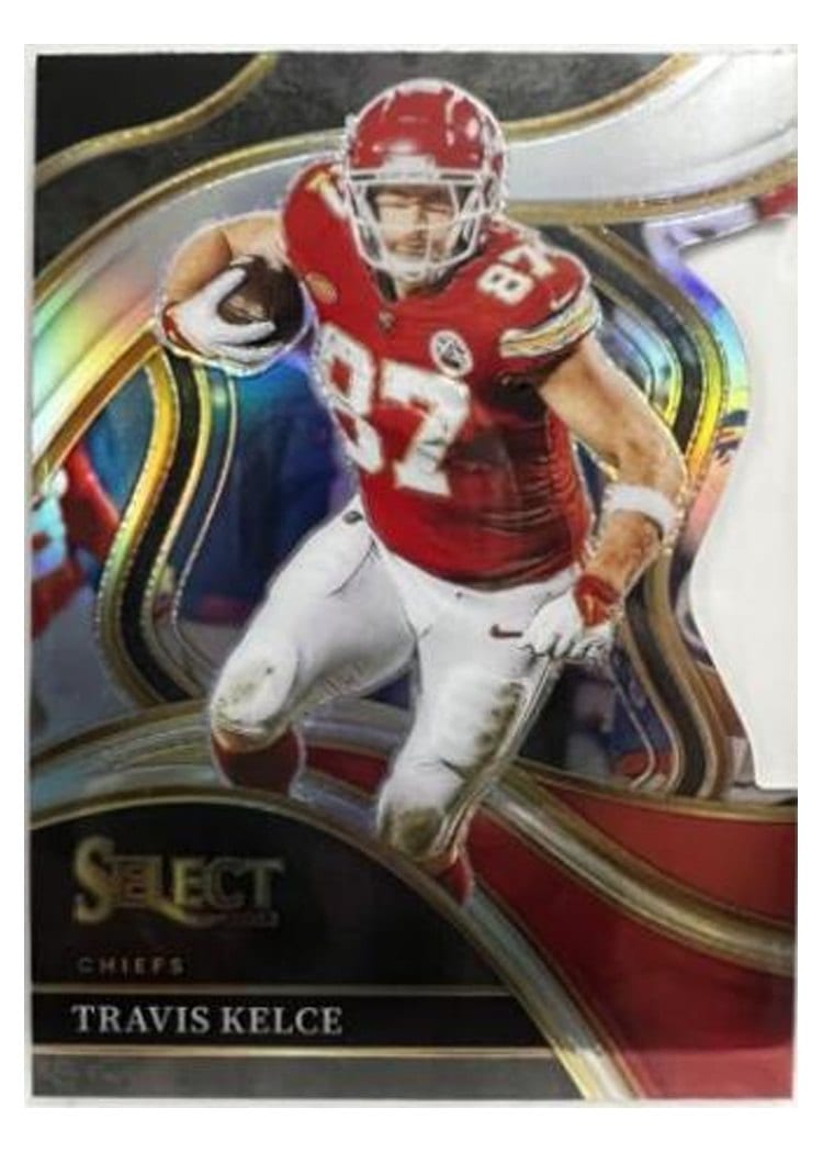 2023 Panini Select Base Set Travis Kelce Black Red Prizm Die-Cut #215 card