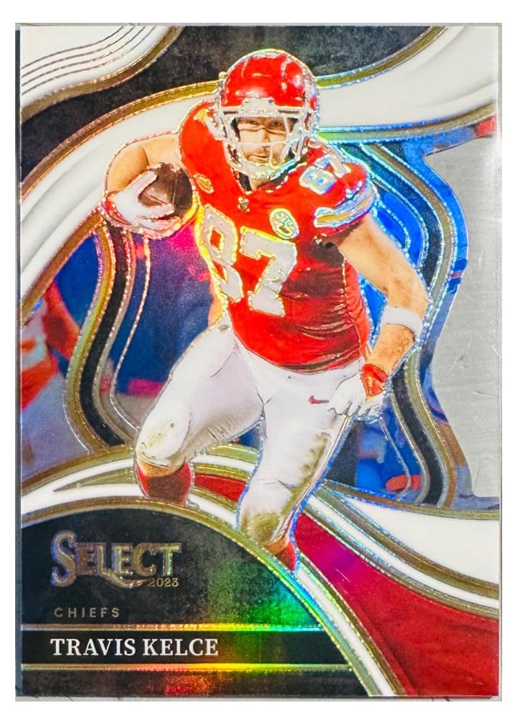 2023 Panini Select Base Set Travis Kelce White Prizm Die-Cut #215 card