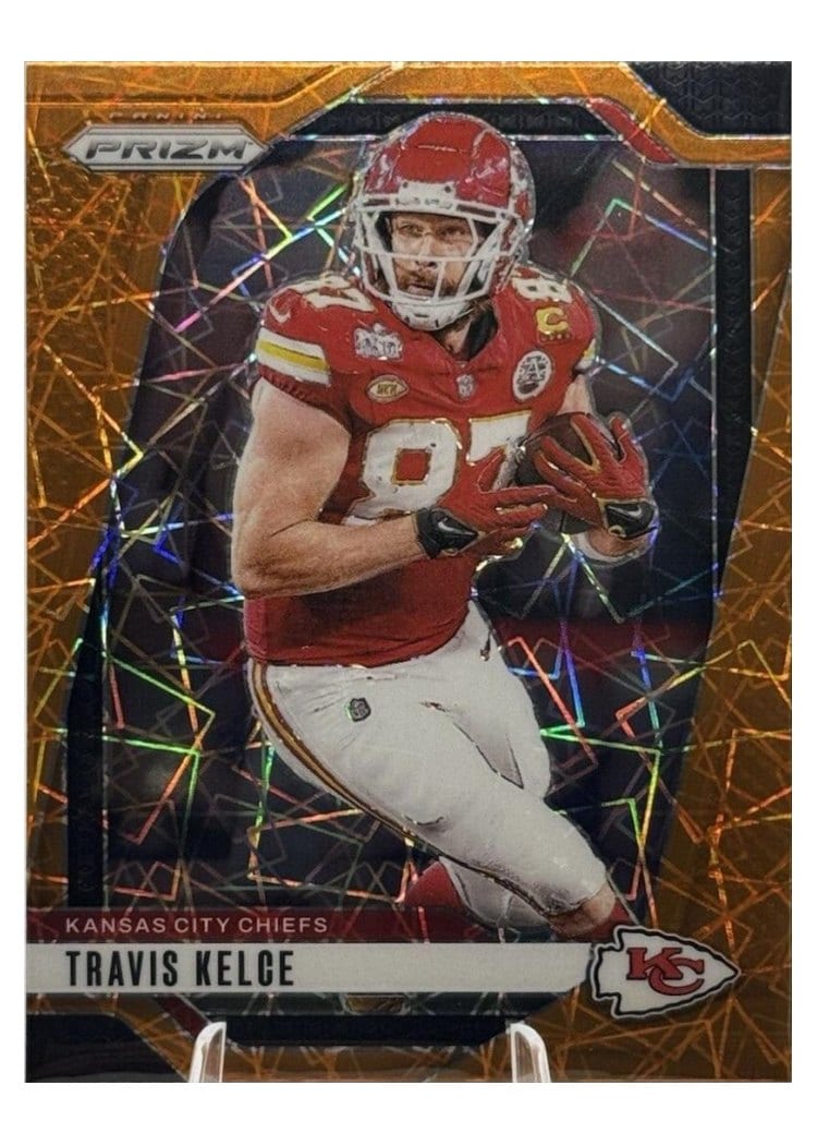 2024 Panini Prizm Base Set Travis Kelce Orange Lazer #140 card