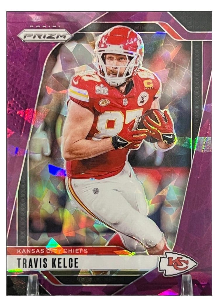 2024 Panini Prizm Base Set Travis Kelce Purple Ice #140 card
