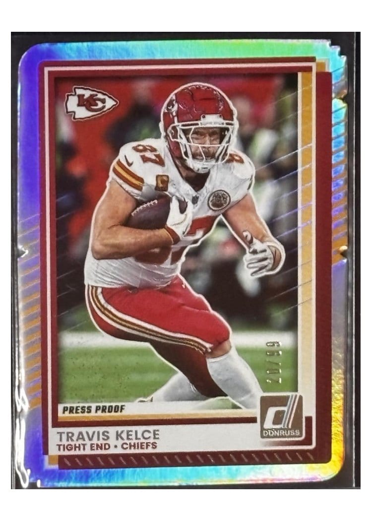 2025 Donruss Base Set Travis Kelce Press Proof Silver Die-Cut #191 card