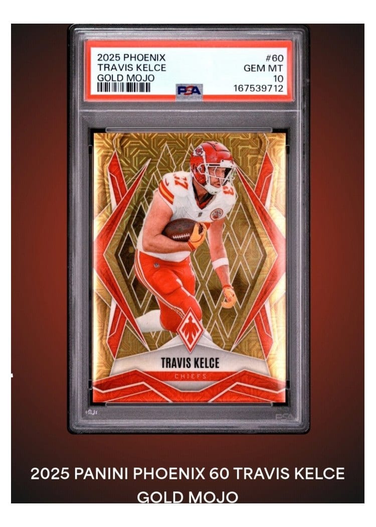 2025 Panini Phoenix Base Set Travis Kelce Gold Mojo #60 card