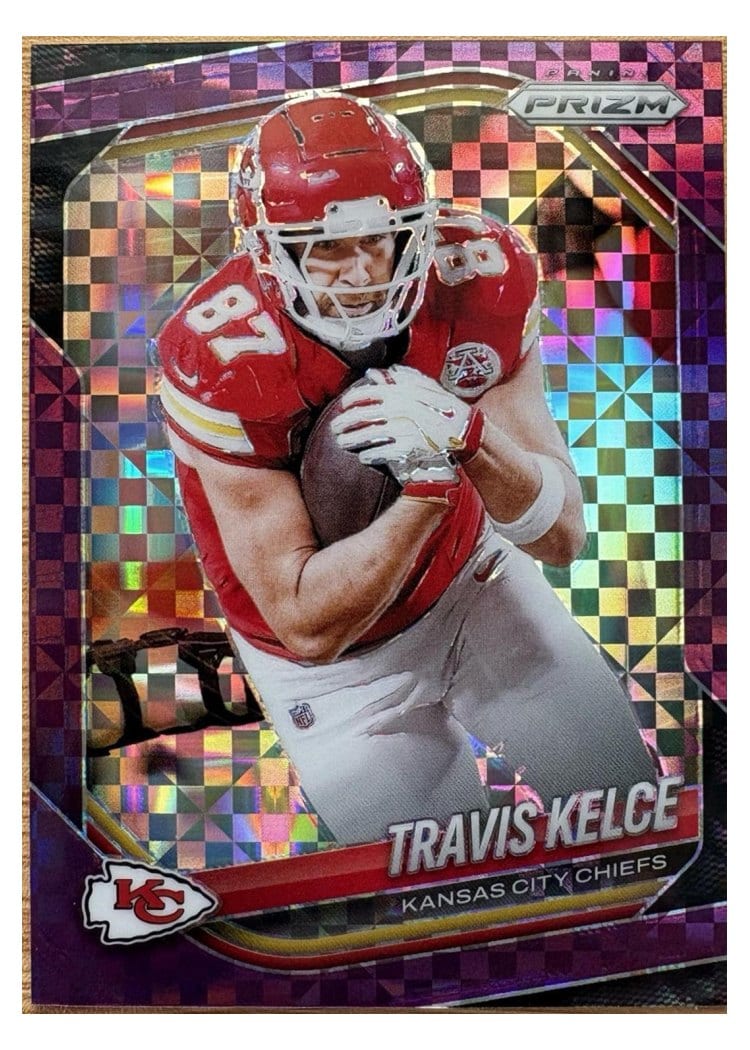 2025 Panini Prizm Base Set Travis Kelce Purple Power #67 card