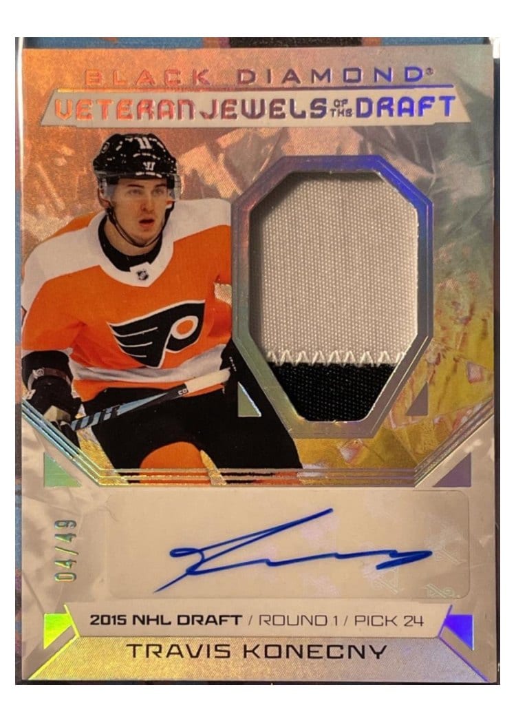 2025-26 Upper Deck Black Diamond Jewels of the Draft Auto Patch Travis Konecny #VJD-TK card