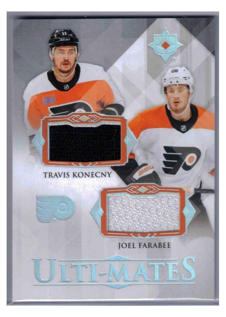 2023-24 Upper Deck Ultimate Collection Ulti-Mates Dual Jersey Travis Konecny/Joel Farabee #UTM-KF card