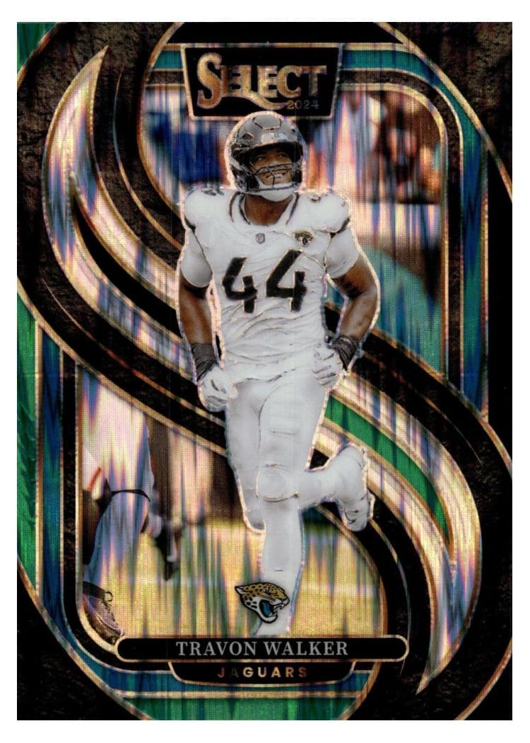 2024 Panini Select Base Set Travon Walker Black Green Prizm Shock #197 card